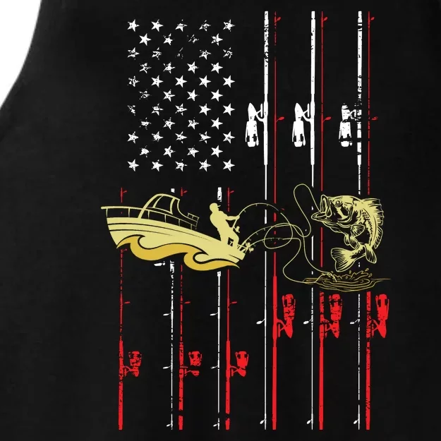 American Fishing Flag Ladies Tri-Blend Wicking Tank