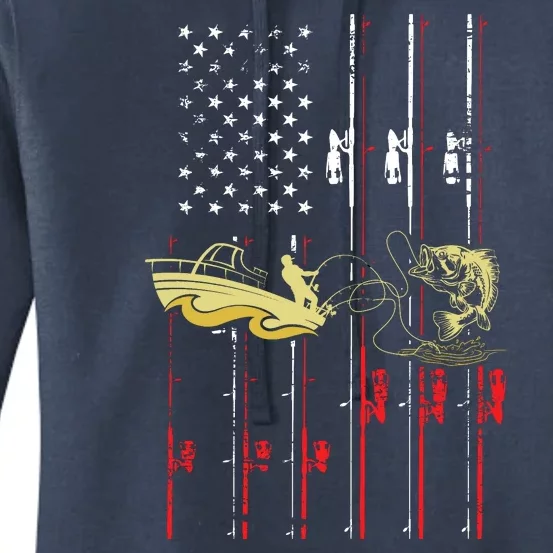 American Fishing Flag Women's Pullover Hoodie