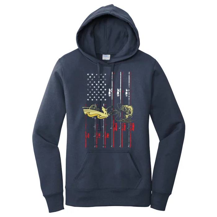 American Fishing Flag Women's Pullover Hoodie