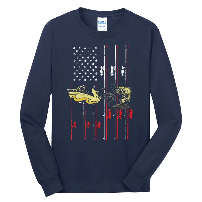 American Fishing Flag Tall Long Sleeve T-Shirt