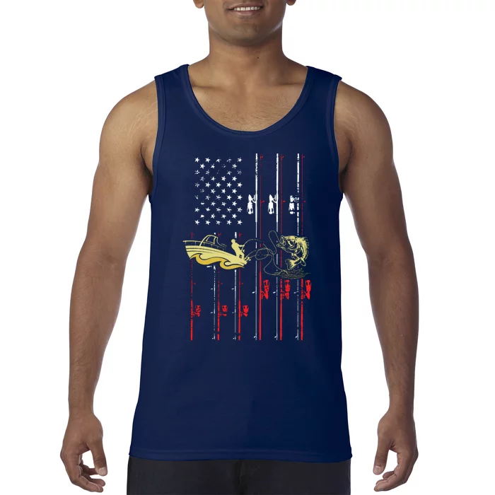 American Fishing Flag Tank Top