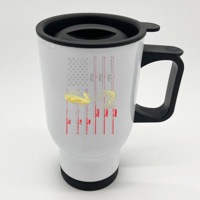 American Fishing Flag Front & Back Stainless Steel Travel Mug