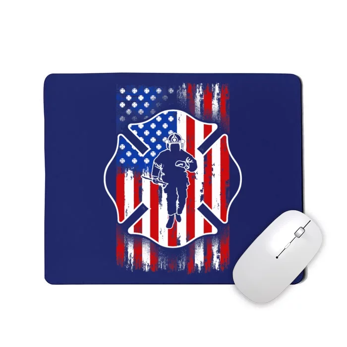 American Flag Firefighter USA United States Badge Mousepad