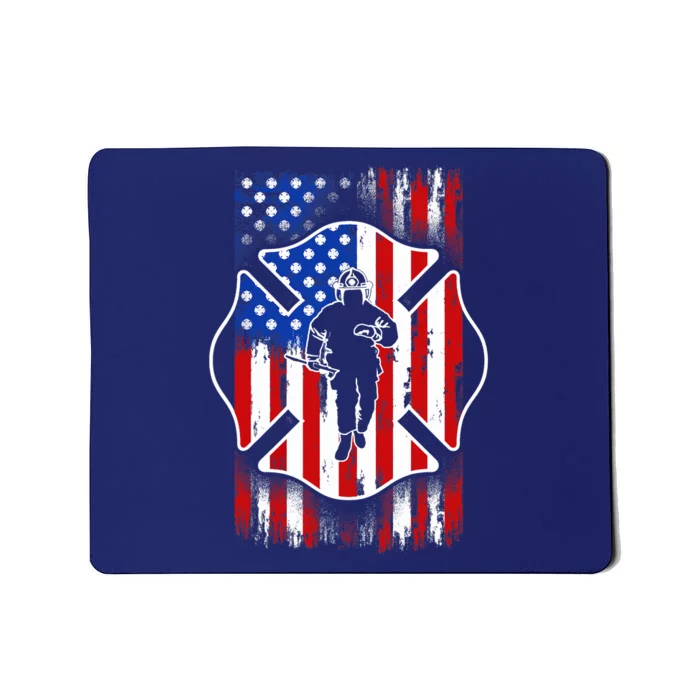 American Flag Firefighter USA United States Badge Mousepad