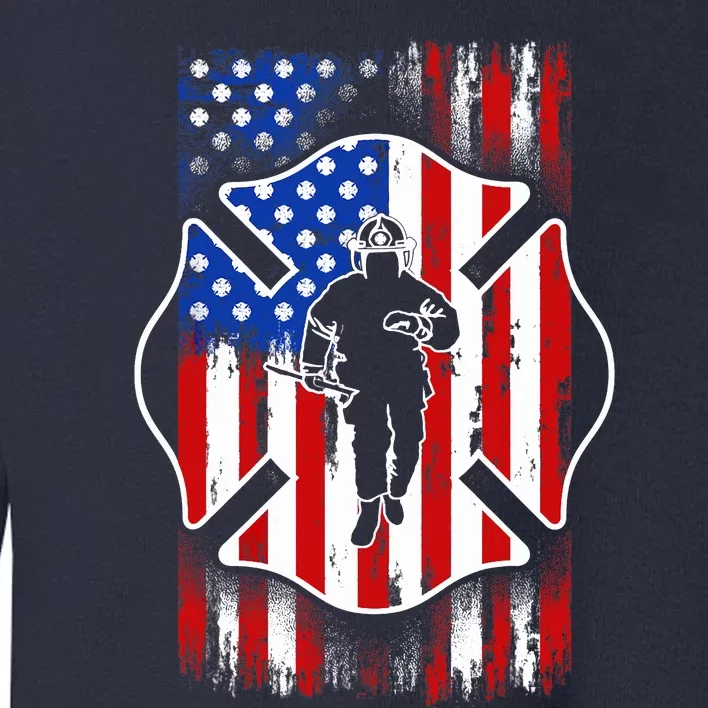 American Flag Firefighter USA United States Badge Toddler Sweatshirt