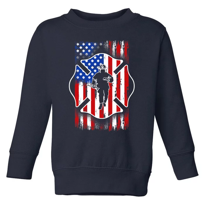 American Flag Firefighter USA United States Badge Toddler Sweatshirt