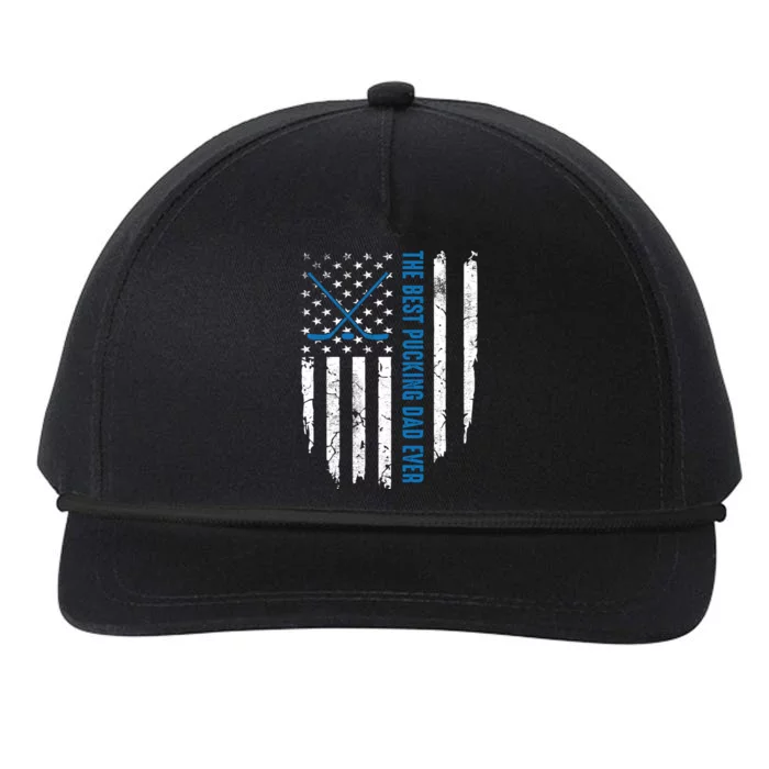 American Flag Funny The Best Pucking Dad Ever Ice Hockey Great Gift Snapback Five-Panel Rope Hat