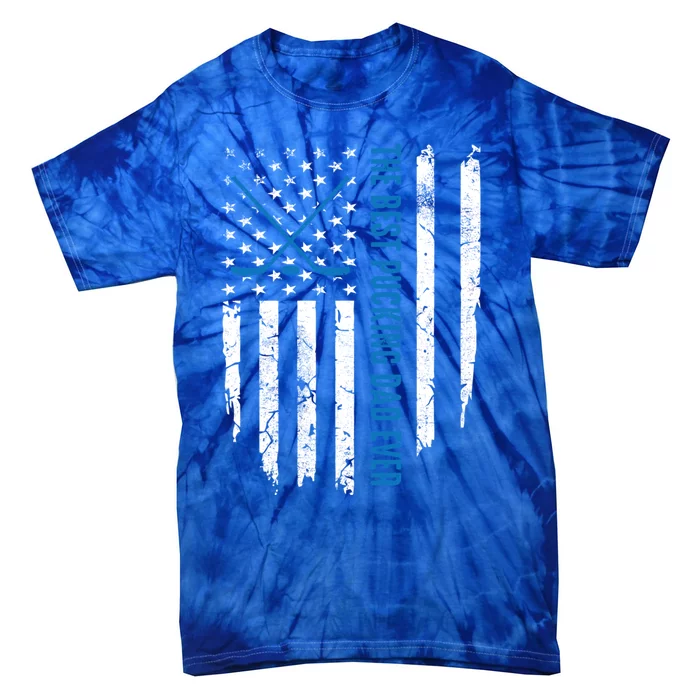 American Flag Funny The Best Pucking Dad Ever Ice Hockey Great Gift Tie-Dye T-Shirt