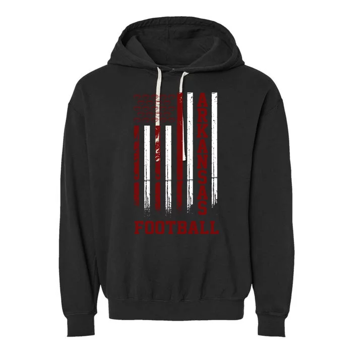 Arkansas Football Fan American Flag Garment-Dyed Fleece Hoodie