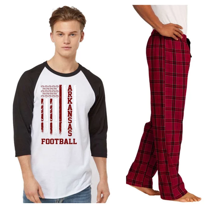 Arkansas Football Fan American Flag Raglan Sleeve Pajama Set