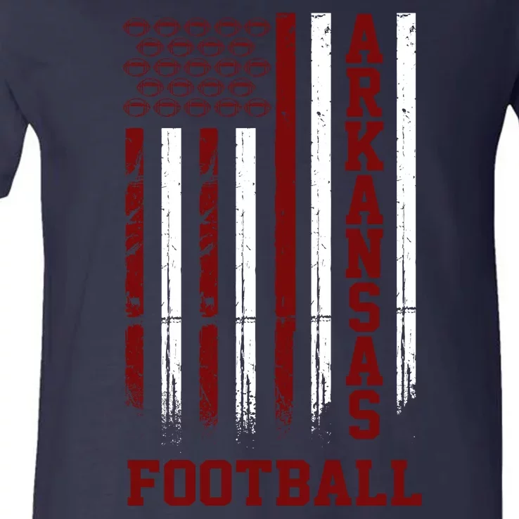 Arkansas Football Fan American Flag V-Neck T-Shirt