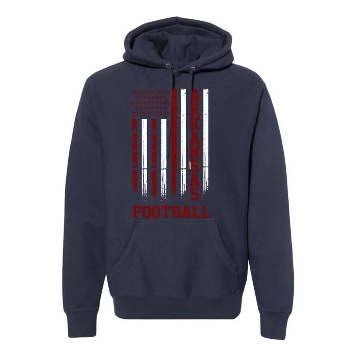 Arkansas Football Fan American Flag Premium Hoodie