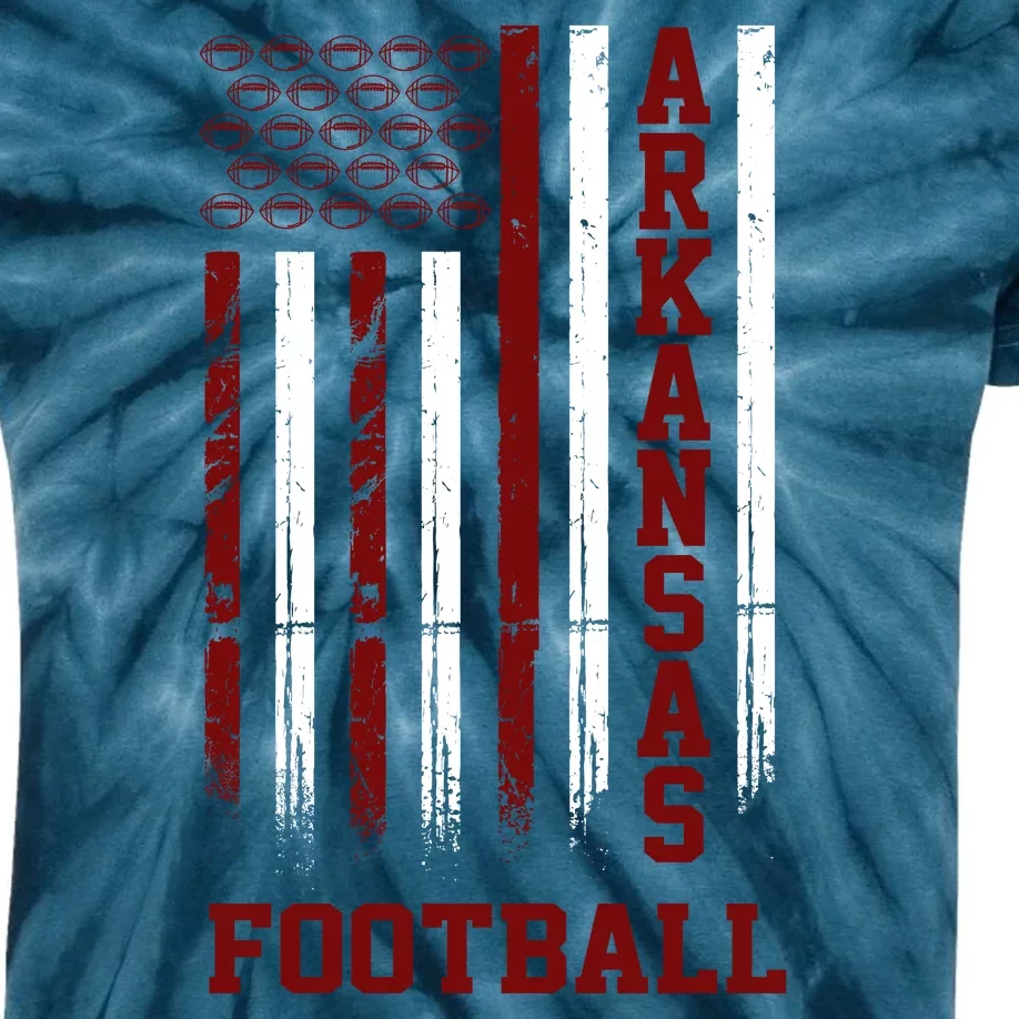 Arkansas Football Fan American Flag Kids Tie-Dye T-Shirt