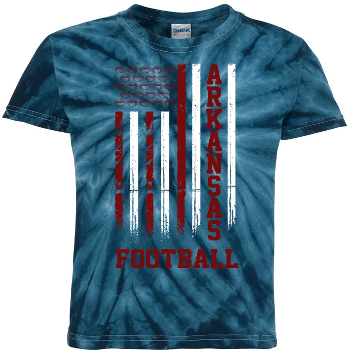 Arkansas Football Fan American Flag Kids Tie-Dye T-Shirt