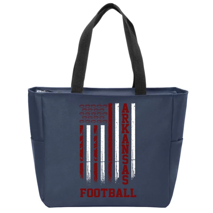 Arkansas Football Fan American Flag Zip Tote Bag