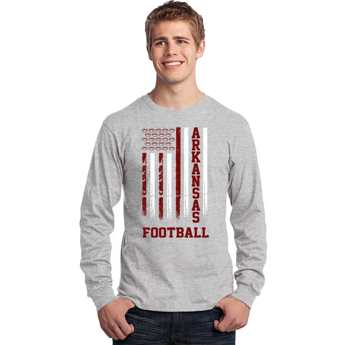 Arkansas Football Fan American Flag Long Sleeve Shirt