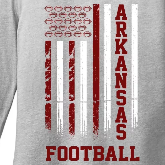 Arkansas Football Fan American Flag Womens CVC Long Sleeve Shirt