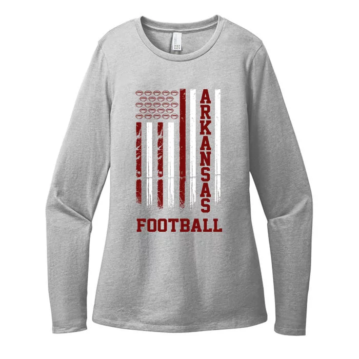 Arkansas Football Fan American Flag Womens CVC Long Sleeve Shirt