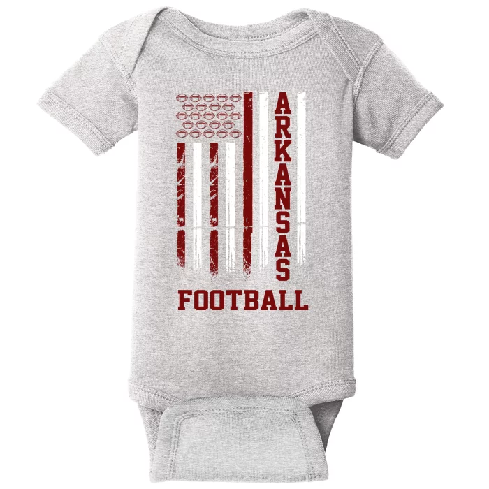 Arkansas Football Fan American Flag Baby Bodysuit