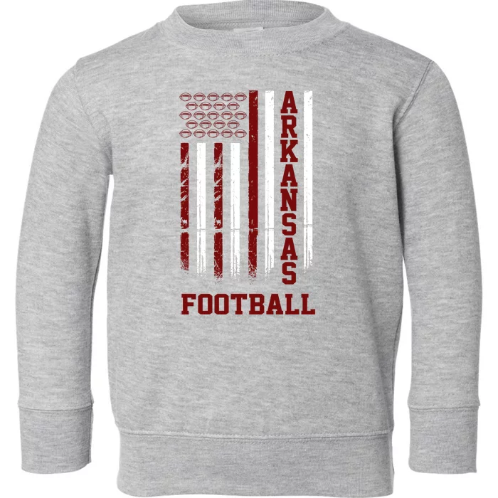 Arkansas Football Fan American Flag Toddler Sweatshirt