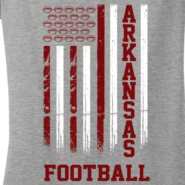 Arkansas Football Fan American Flag Women's V-Neck T-Shirt