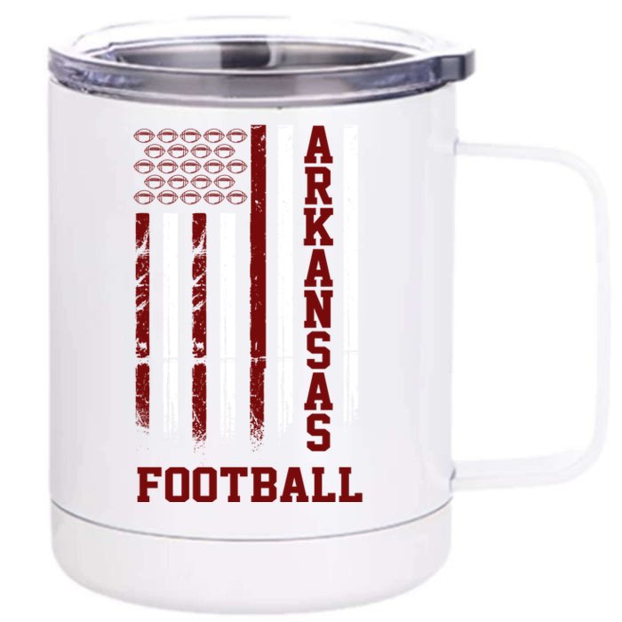 Arkansas Football Fan American Flag Front & Back 12oz Stainless Steel Tumbler Cup