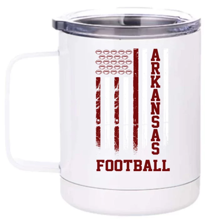 Arkansas Football Fan American Flag Front & Back 12oz Stainless Steel Tumbler Cup