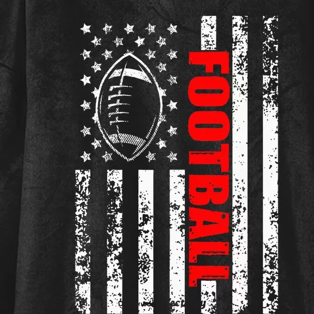 American Flag Football Patriotic Football Hooded Wearable Blanket