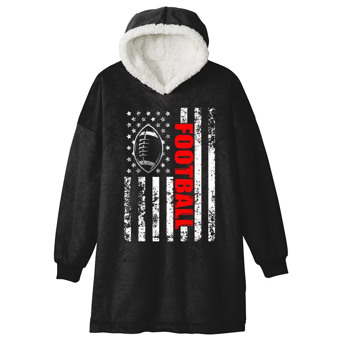 American Flag Football Patriotic Football Hooded Wearable Blanket