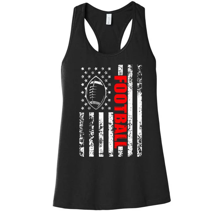 American Flag Football Patriotic Football Women's Racerback Tank