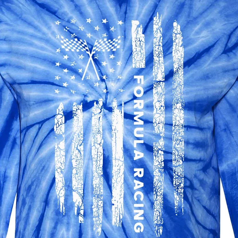 American Flag Formula Racing Tie-Dye Long Sleeve Shirt