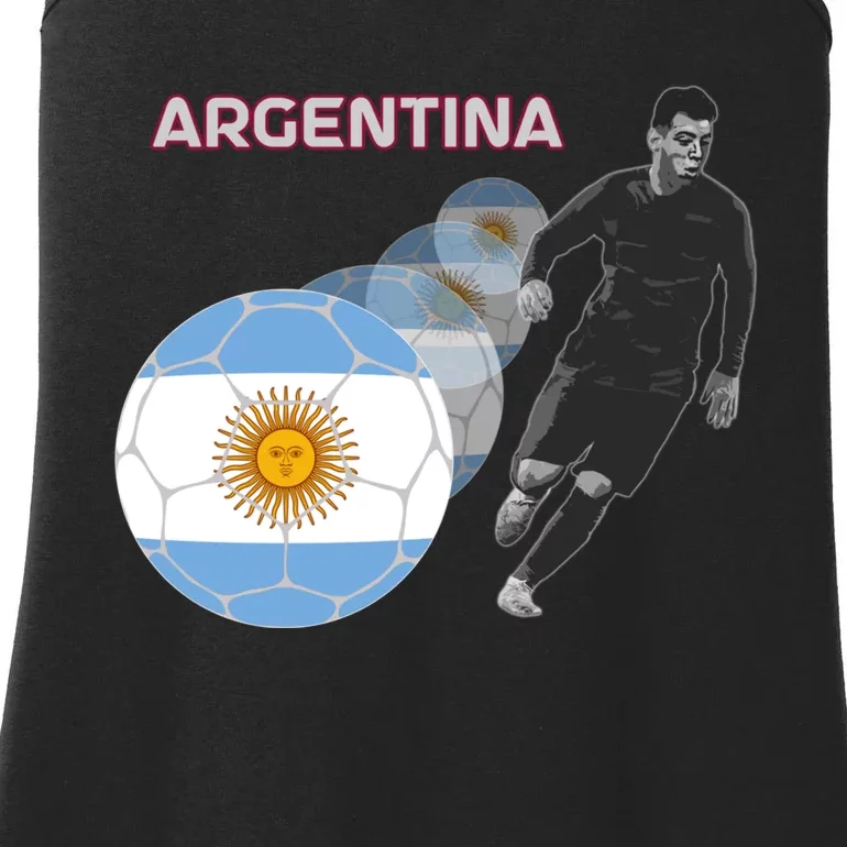 Argentina Flag Football Player World Game Winner Soccer Team Ladies Essential Tank