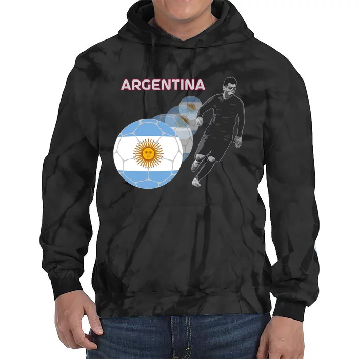 Argentina Flag Football Player World Game Winner Soccer Team Tie Dye Hoodie