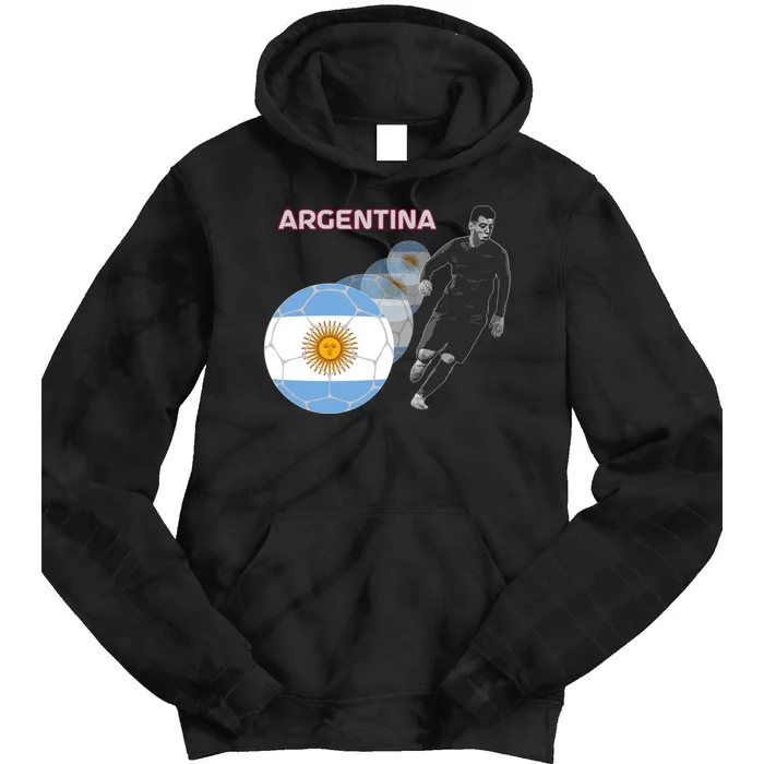 Argentina Flag Football Player World Game Winner Soccer Team Tie Dye Hoodie