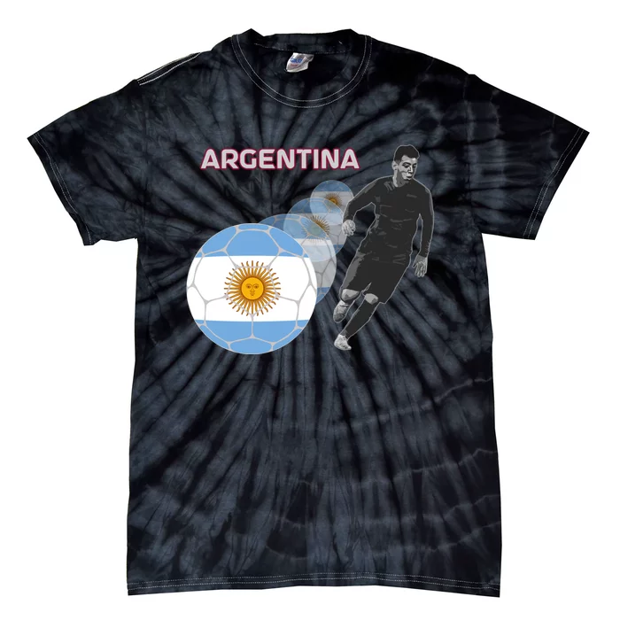 Argentina Flag Football Player World Game Winner Soccer Team Tie-Dye T-Shirt