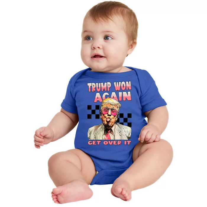 American Flag Funny Trump Won Again 2024 Election President 47 Th Gift Baby Bodysuit