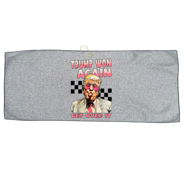 American Flag Funny Trump Won Again 2024 Election President 47 Th Gift Large Microfiber Waffle Golf Towel