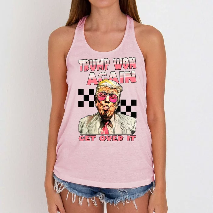 American Flag Funny Trump Won Again 2024 Election President 47 Th Gift Women's Knotted Racerback Tank