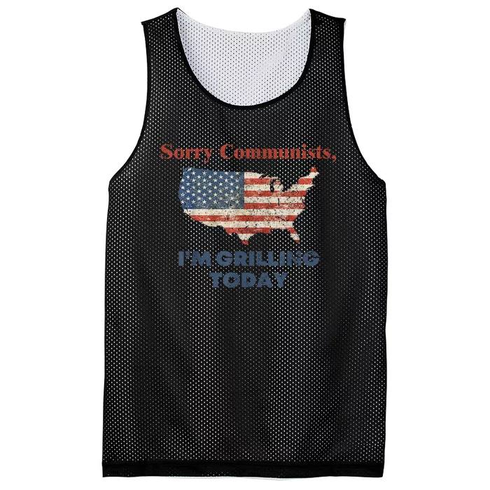 American Flag Funny Sorry Communists Im Grilling Today Gift Mesh Reversible Basketball Jersey Tank