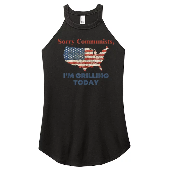 American Flag Funny Sorry Communists Im Grilling Today Gift Women’s Perfect Tri Rocker Tank