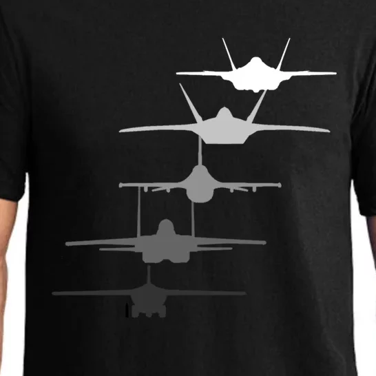 Air Force Fighter Jets F-4 F-111 F-15 F-16 F-22 F-35 Pajama Set