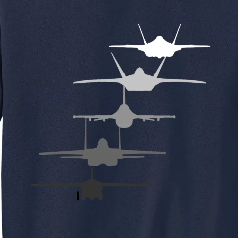 Air Force Fighter Jets F-4 F-111 F-15 F-16 F-22 F-35 Tall Sweatshirt