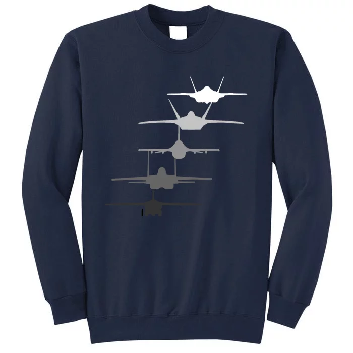 Air Force Fighter Jets F-4 F-111 F-15 F-16 F-22 F-35 Tall Sweatshirt