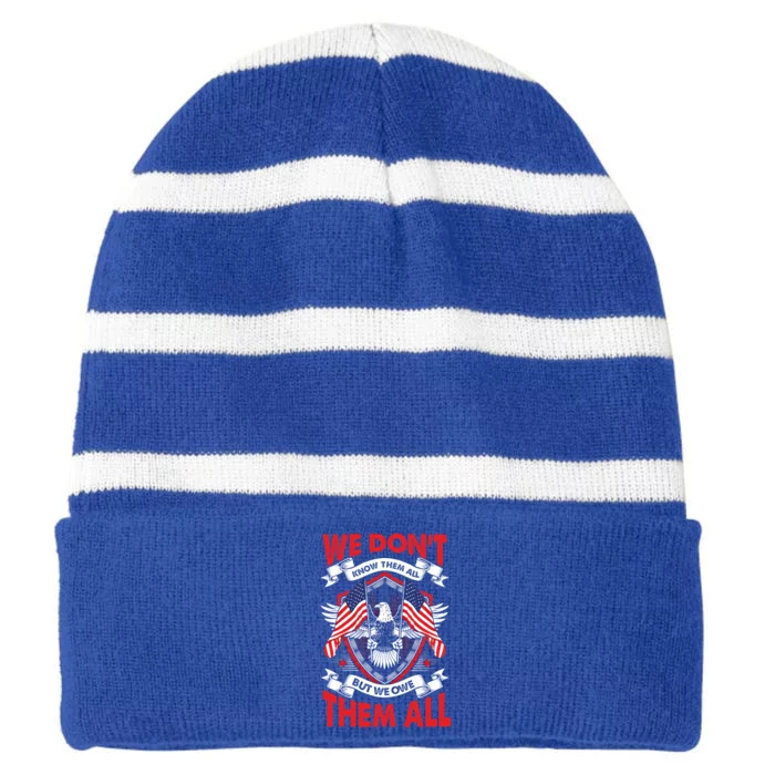 American Flag Freedom Love For Your Country Patriotism Cute Gift Striped Beanie with Solid Band