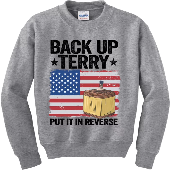 American Flag Firework Back Up Terry Put It In Reverse Terry Cool Gift Kids Sweatshirt