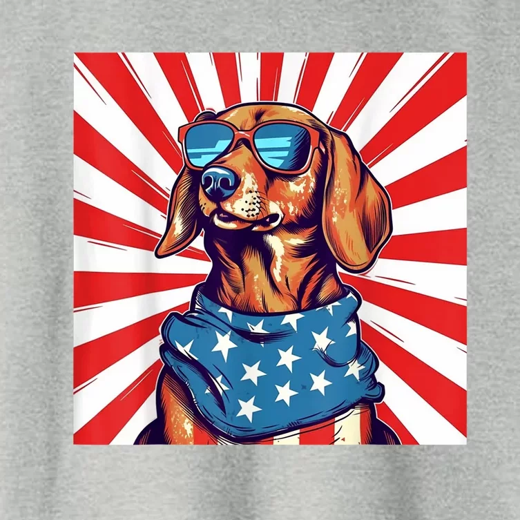 America Flag Funny Dachsund Weiner Dog Weenie Usa Gift Women's Crop Top Tee