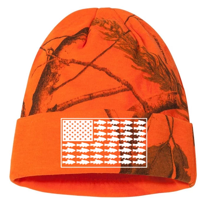 American Flag Fishes Gift Kati - 12in Camo Beanie