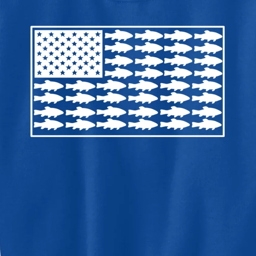 American Flag Fishes Gift Kids Sweatshirt