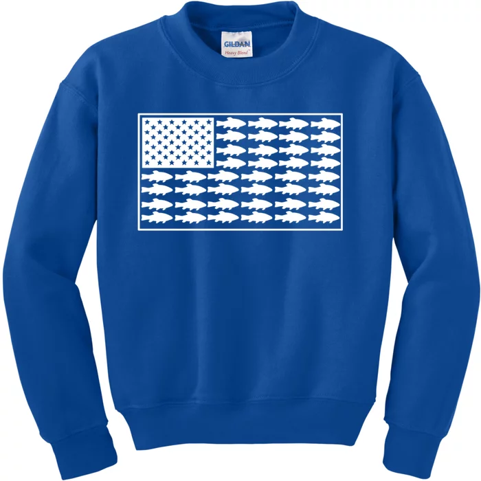 American Flag Fishes Gift Kids Sweatshirt