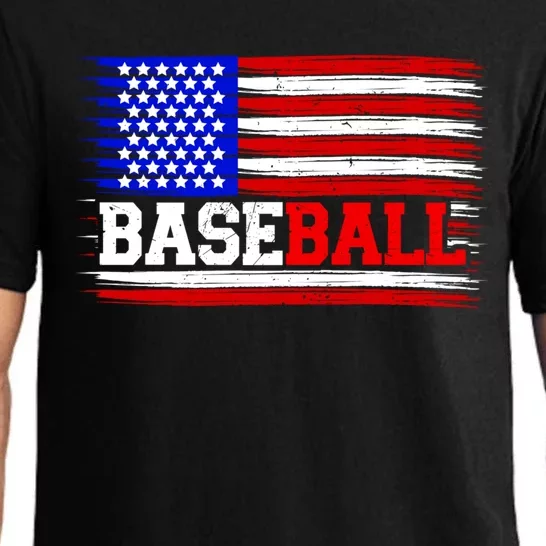 American Flag Funny Baseball Softball Mama Papa Gift Pajama Set